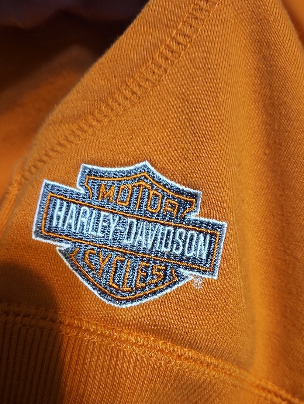 Harley-Davidson Rust Orange Sherpa-Trimmed Zip Hoodie Jacket - Picture 6 of 7